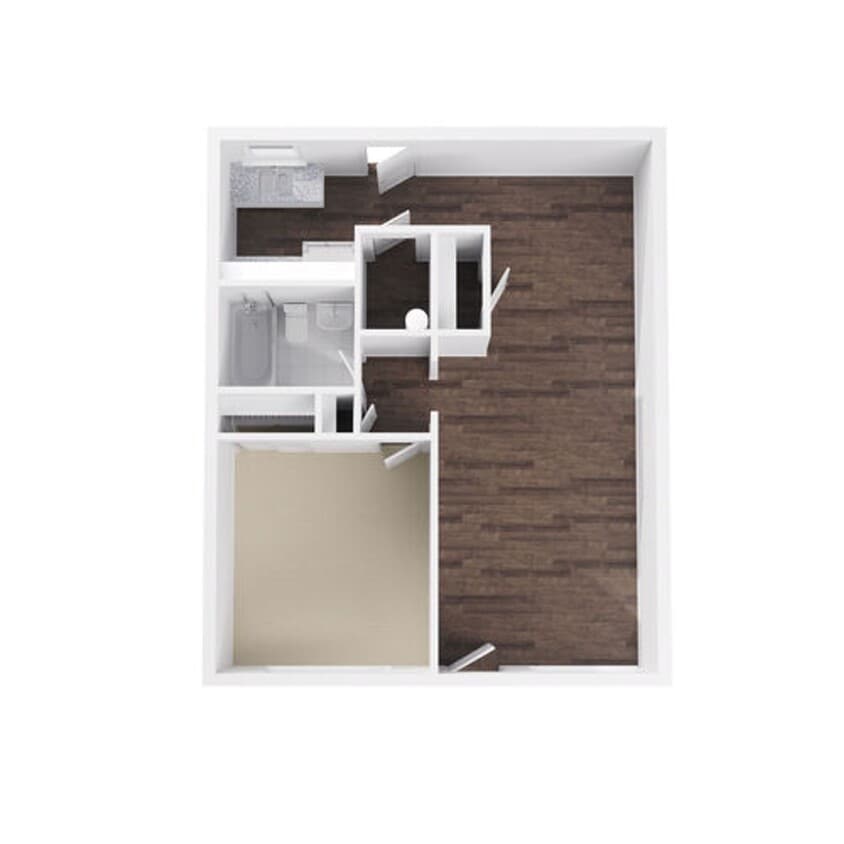 Floor Plan - 11951x1 - 1 bed 1 bath 