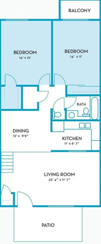 Floor Plan - 2 Bedroom Townhome with Firepl