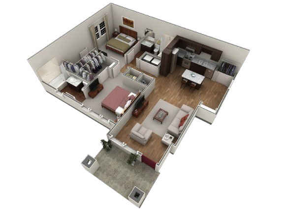 Floor Plan - 2 BR Designer Courtyard