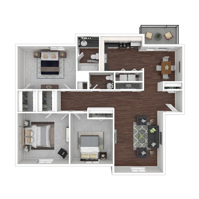 Floor Plan - 3 Bedroom 2 Bathroom Upgraded