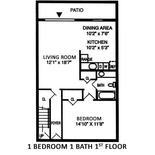 1 Bedroom/1 Bath 1st Floor - A2