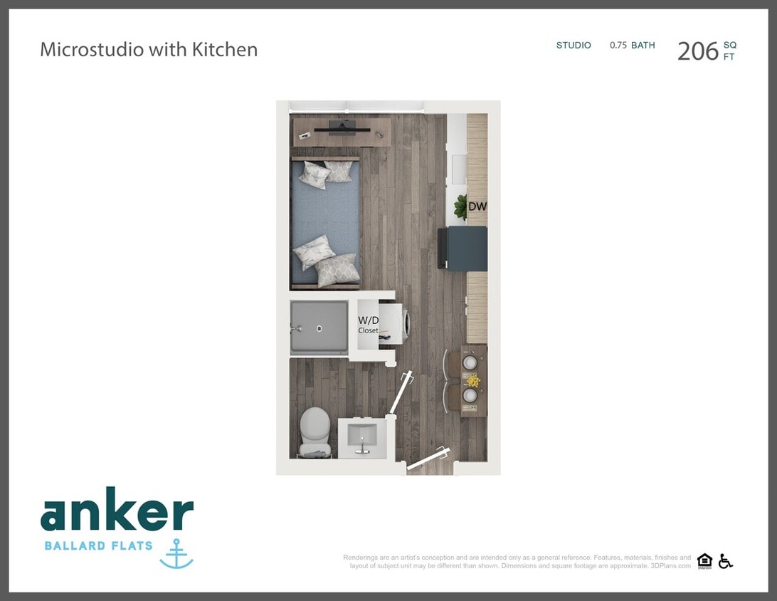 Floor Plan - Microstudio with Kitchen