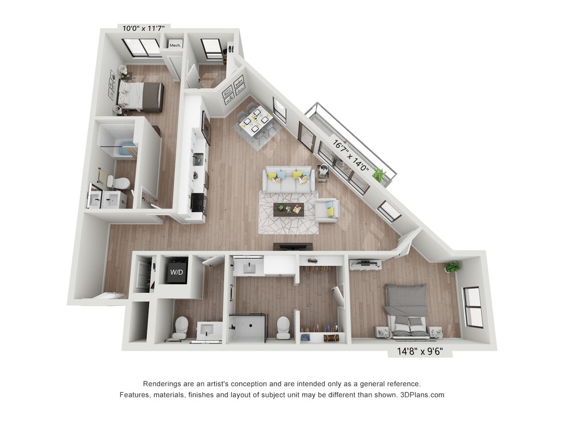 Floor Plan - 2 Bed x 2.5 Bath
