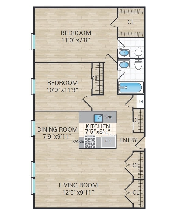 2 Bedroom, 1.5 Bath. 975 sq.ft. - 2 Bedroom, 1.5 Bath