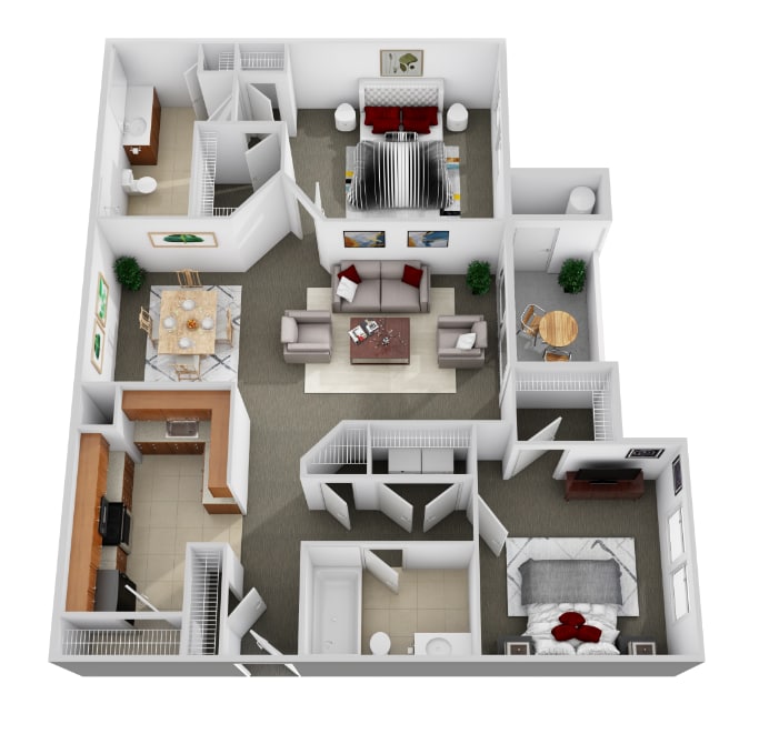 Floor Plan - 2 Bedroom 2 Bath Style A