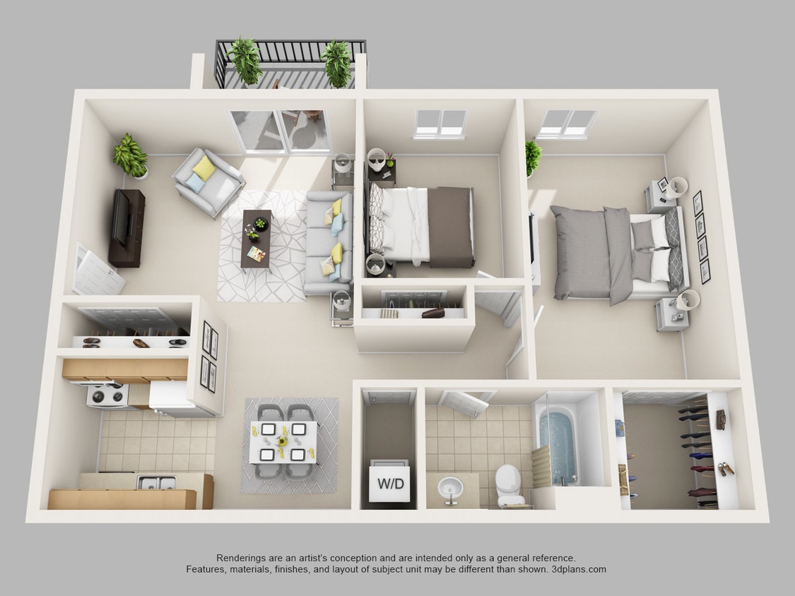 Floor Plan - 2 Bed 1 Bath Large