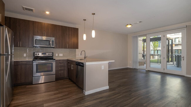 Kitchen and Living Area with Hard Surface Flooring - The Den