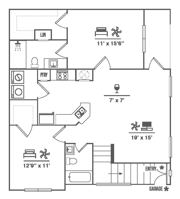 Floor Plan - B2 Upper w Garage