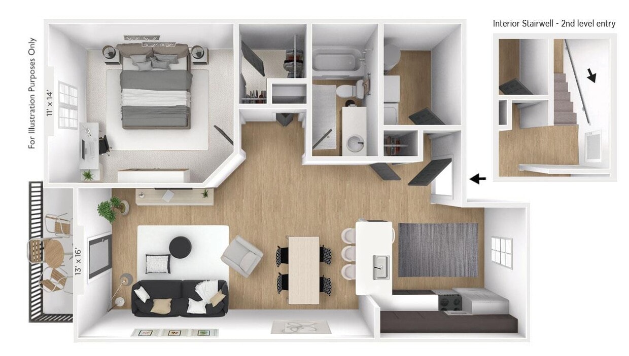 Floor Plan - The Latitude 1 BR 1 BA