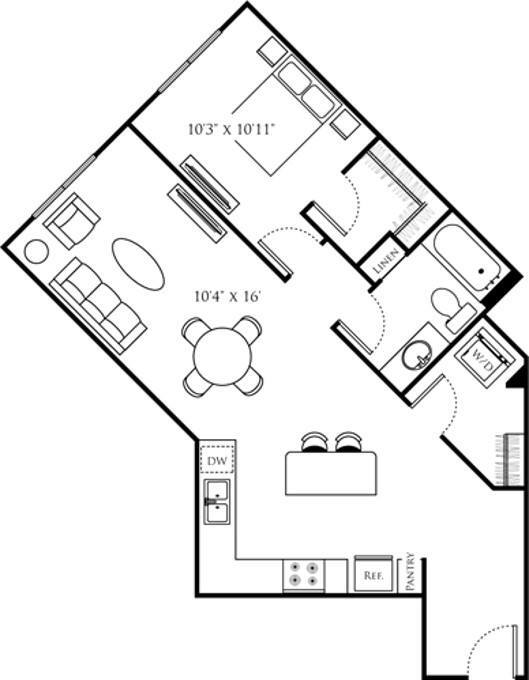 Floor Plan - One Bedroom N (1A)