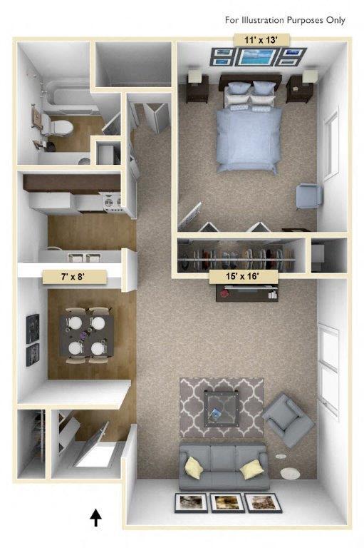 Floor Plan - Redwood One Bedroom