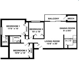 3BR/2BA - 3 BEDROOM