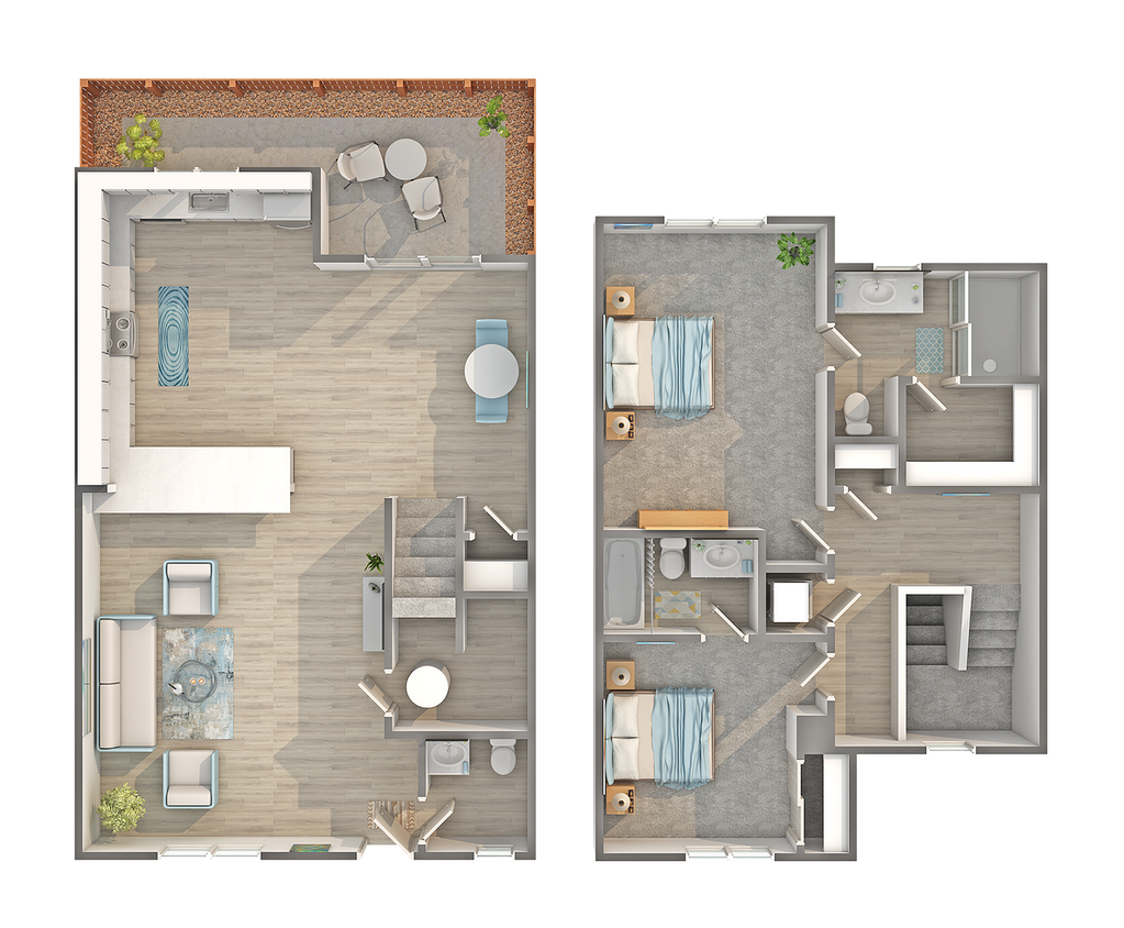 2 BR x 2.5 BA Townhome with Washer/Dryer - B - 2 BR x 2.5 BA Townhome with Washer/Dryer - B
