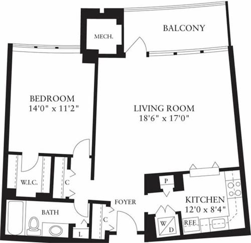 Floor Plan - 1 Bedroom H