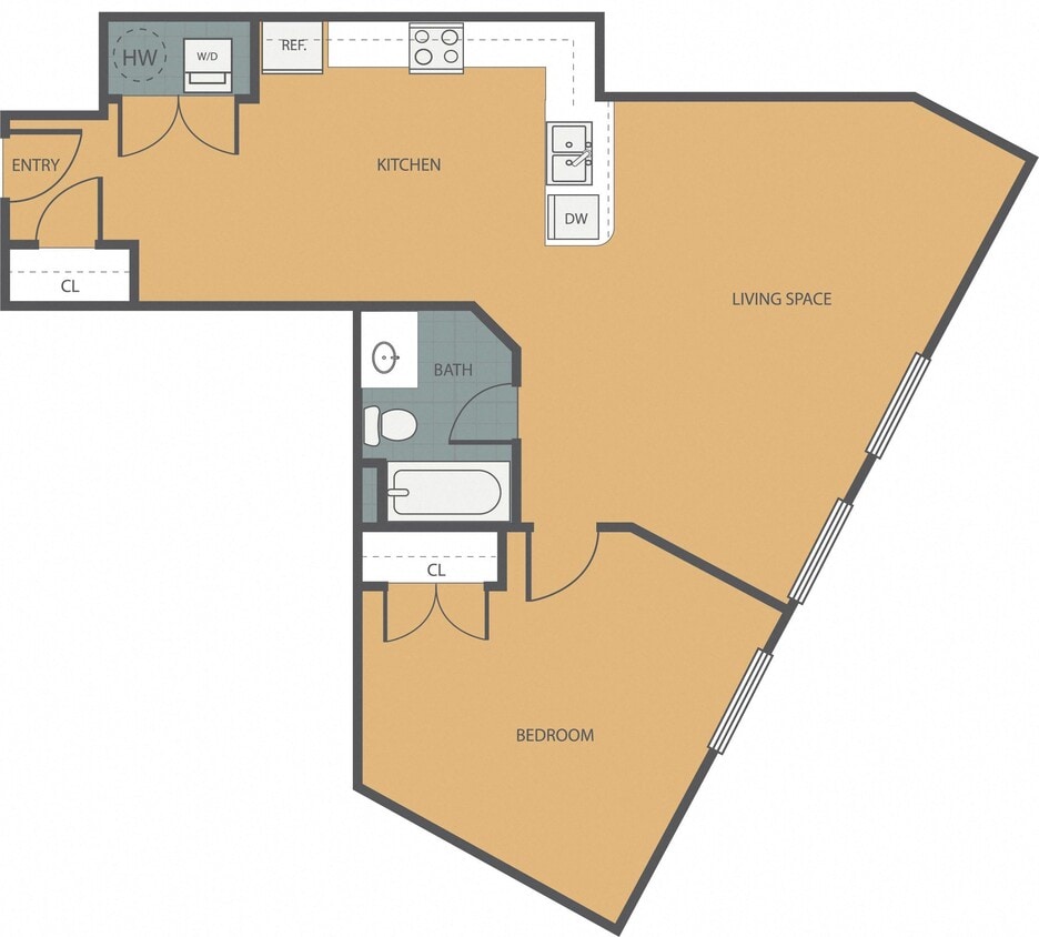 Floor Plan - 1 Bedroom 1 Bath 126