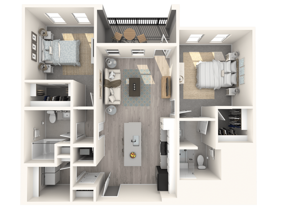 Floor Plan - 2 Bed/2 Bath-B1