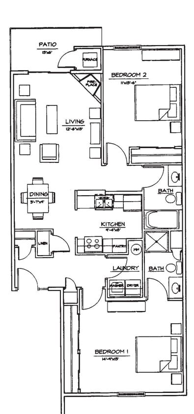 Floor Plan - 2 Bedroom 2 Bathroom