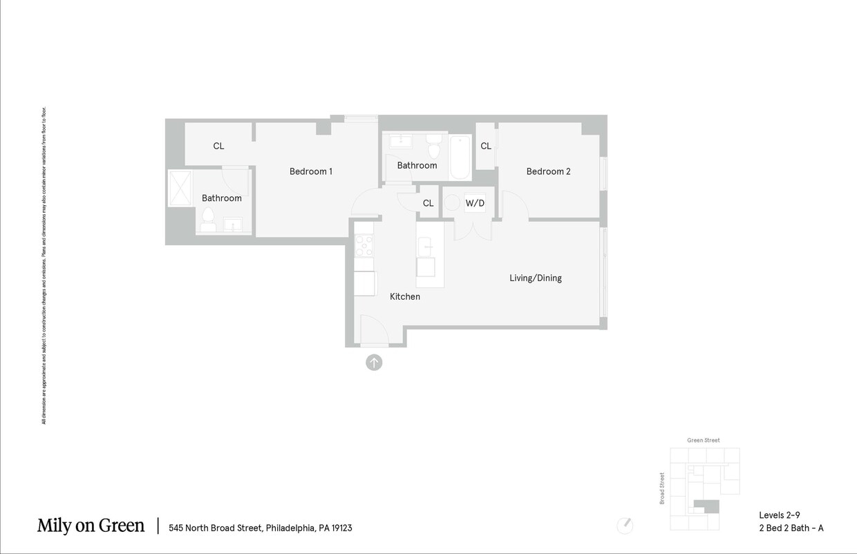 Mily on Green - Floor Plan - 2 Bed 2 Bath - A - 2 Bed 2 Bath - A