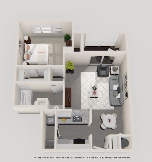 Floor Plan - 1 Bed 1 Bath 721 SF