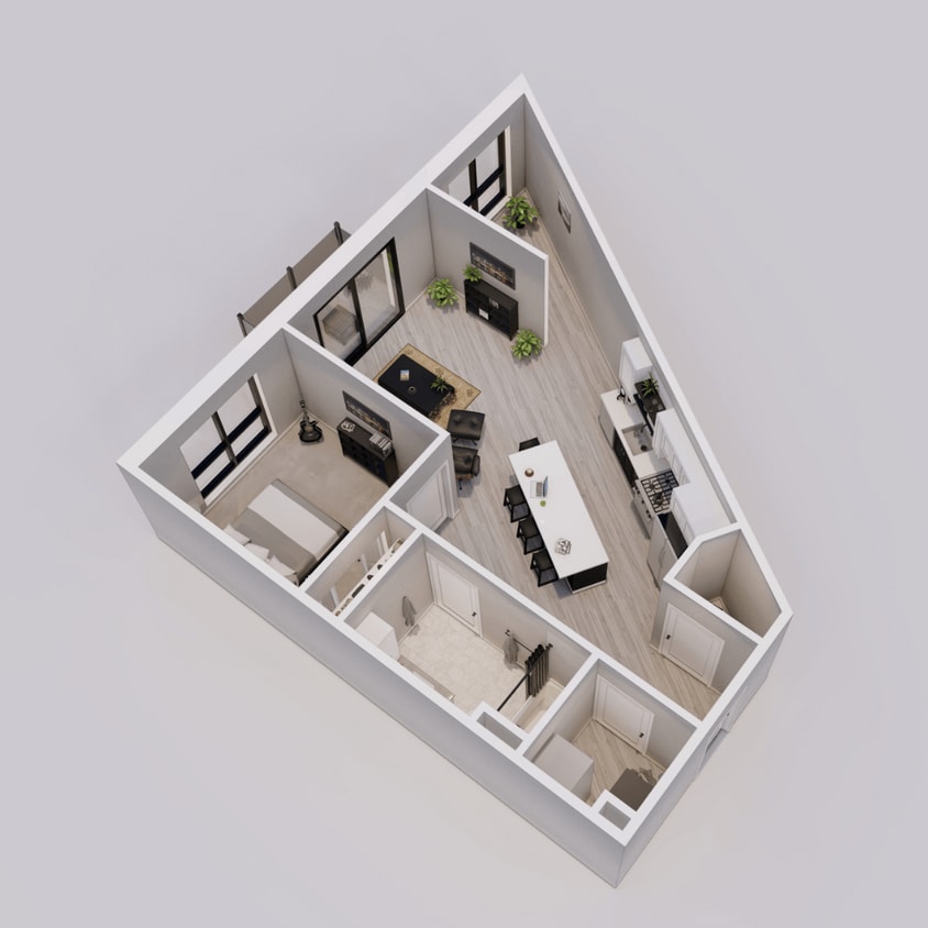 Floor Plan - Bloomerang Style L - 1 Bedroom + Den