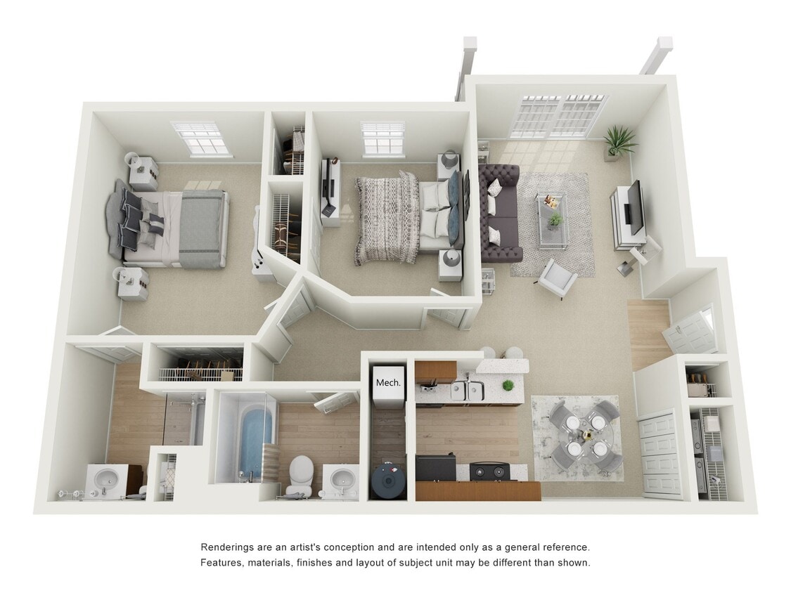 Floor Plan - Two Bed, Two Bath B