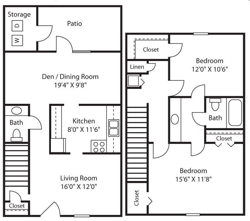 Floor Plan - 2 Bedroom 2 Bath