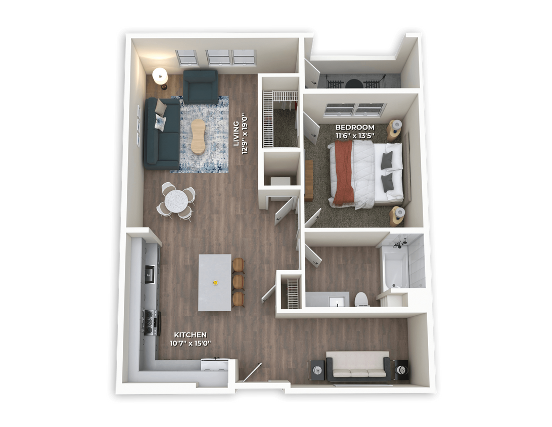 Floor Plan - A8 One Bedroom with Den
