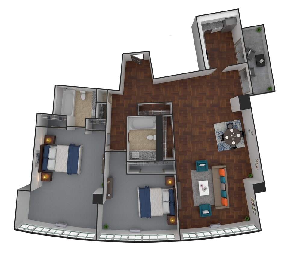 Floor Plan - H02 - 2 Bedroom / 2 Bathroom
