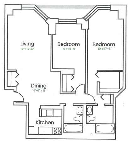 Floor Plan - Penthouse Two Bedroom PA