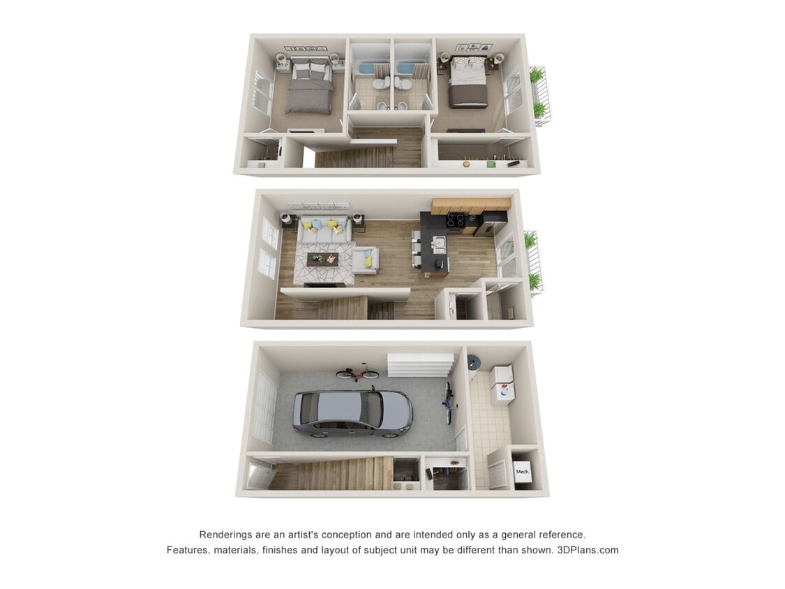 Floor Plan - 2 bed 2.5 bath 1800sqft