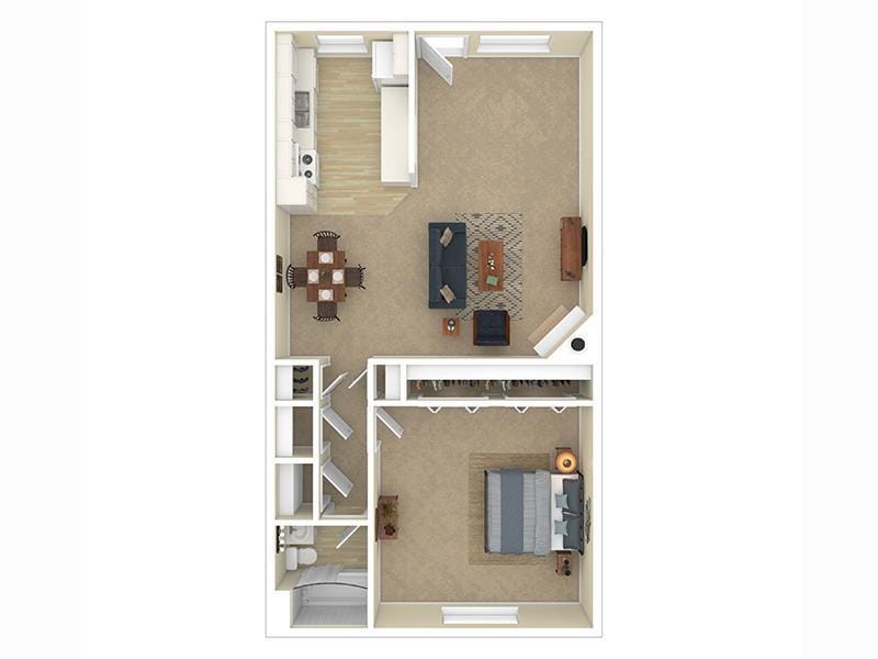 Floor Plan - 1 Bedroom 1 Bathroom
