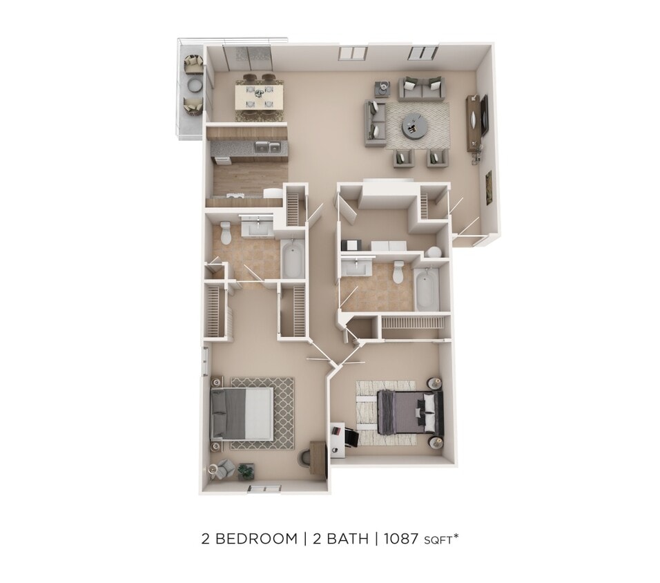 Floor Plan - Two Bedroom-1087 sqft