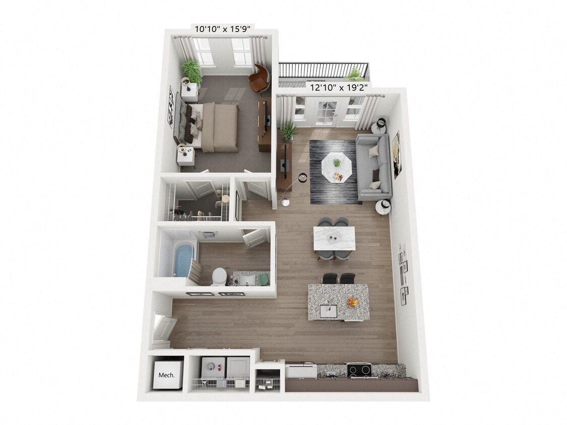 Floor Plan - 1 Bed 1 Bath