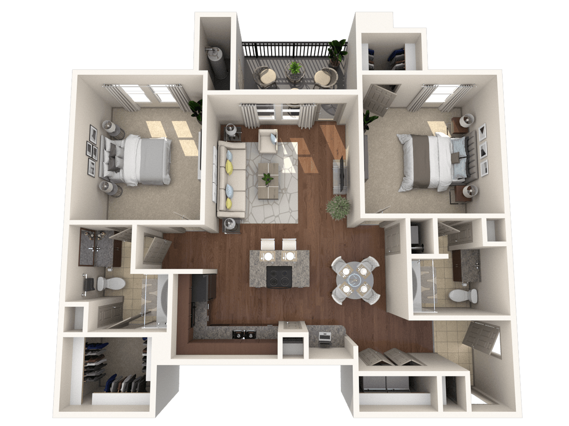 Floor Plan - Two Bedroom + Attached Garage (F)