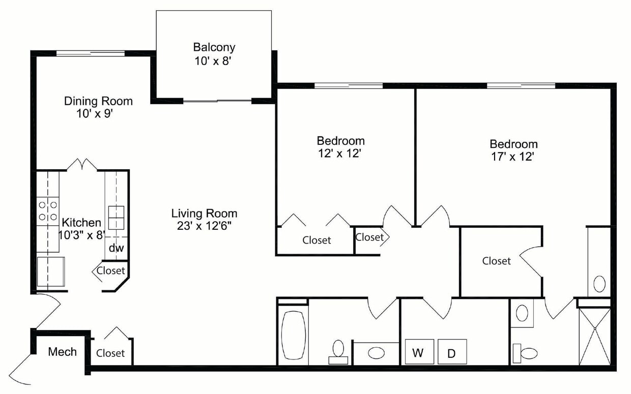 Floor Plan - 2 Bedroom  2 Bath
