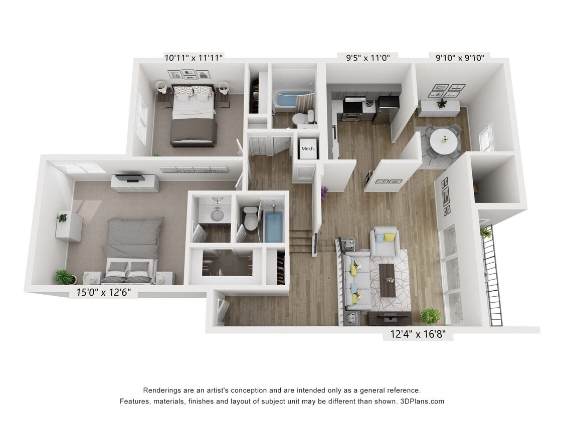 Floor Plan - C - 2BR 2BA (1110sf)
