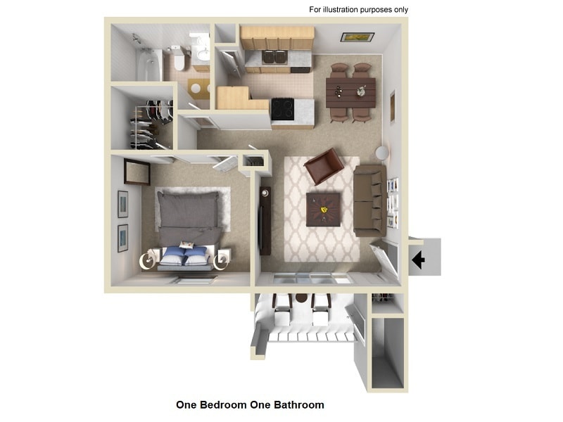 Floor Plan - 1 Bedroom / 1 Bath   ($1,200 MOVE IN BONUS *)