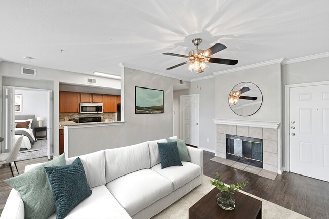 Living room with hard surface flooring - eaves North Dallas