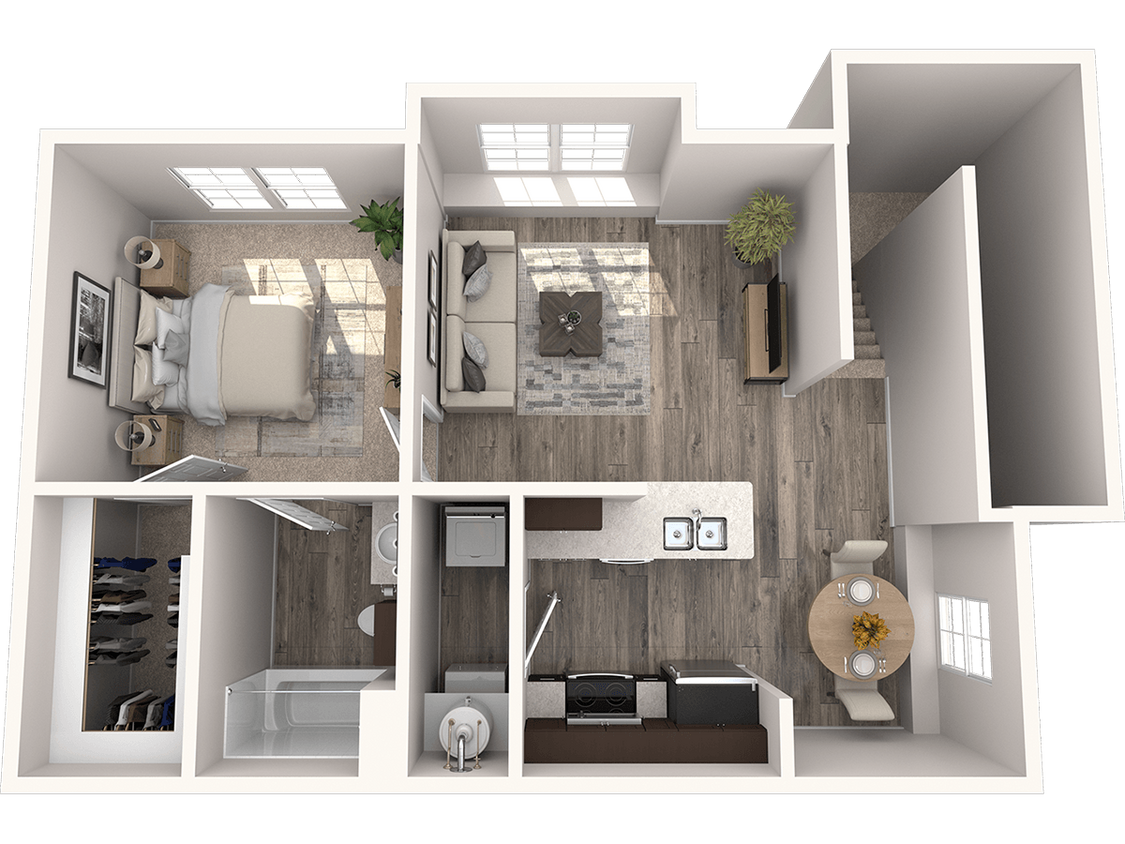 Floor Plan - A2 733 Sq. Ft. 2nd Floor