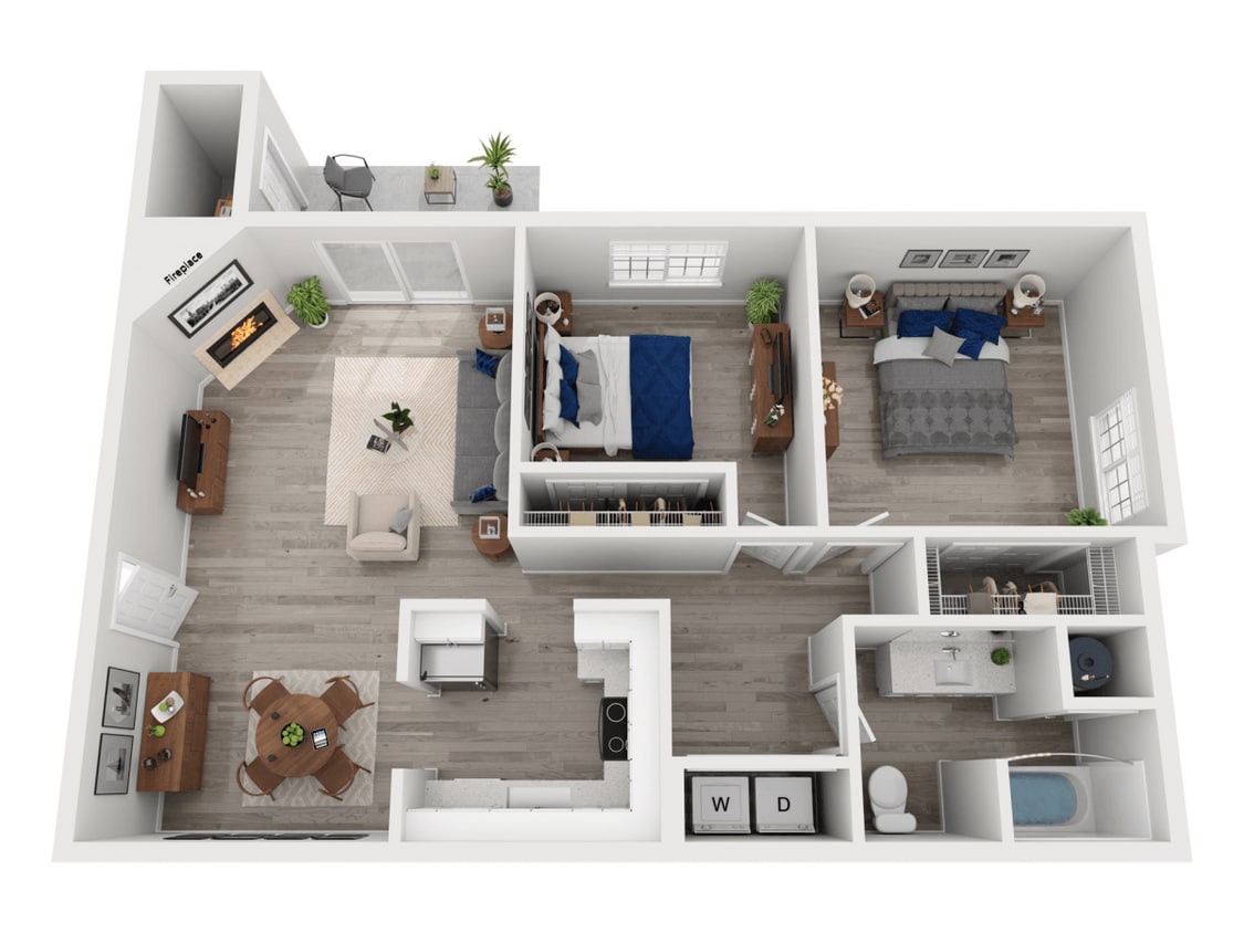 Floor Plan - 2x1 B Renovated