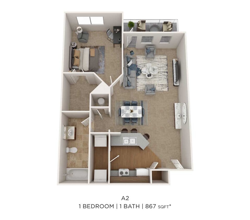 Floor Plan - One Bedroom- 992 sqft