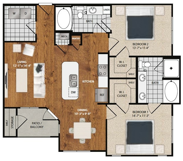 LILY.jpg - B2 - Lily - 2 Bedroom 2 Bathroom