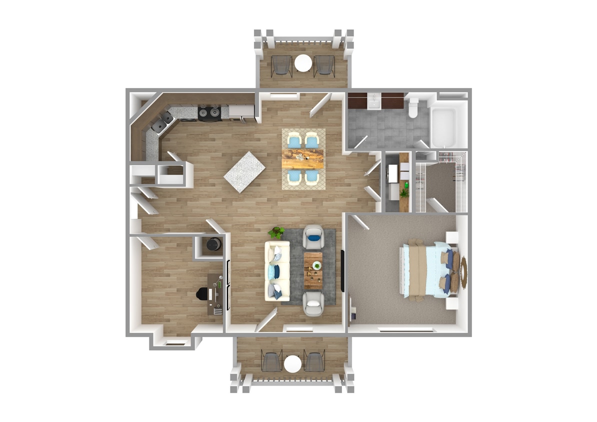 A4 Habersham_1Bed_1Bath_924 Sq Ft - A4 Habersham - 1 Bedroom, 1 Bathroom