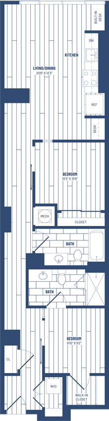 Floor Plan - 2 Bed/2 Bath Junior-H-205