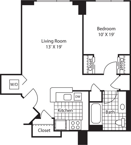 Floor Plan - One Bedroom 747