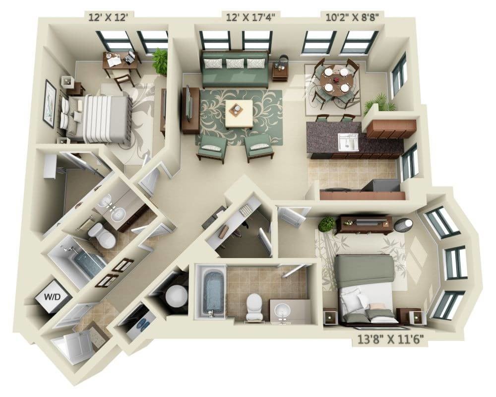 Floor Plan - Two Bedroom B2D