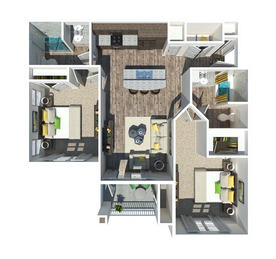 Floor Plan - The Montecito 2 BR 2 BA