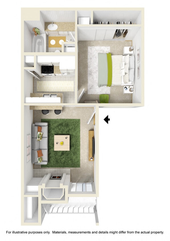 Floor Plan - Small One Bed One Bath