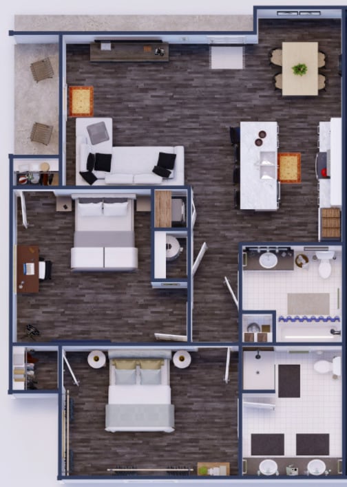 Floor Plan - 2 Bedroom, 2 Bathroom