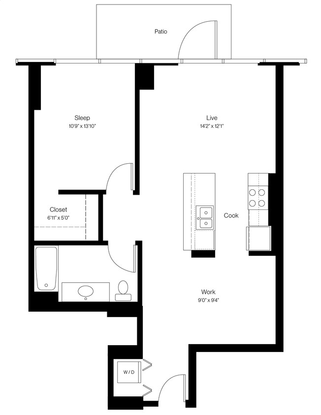 Floor Plan - 1 Bed/1 Bath with Den